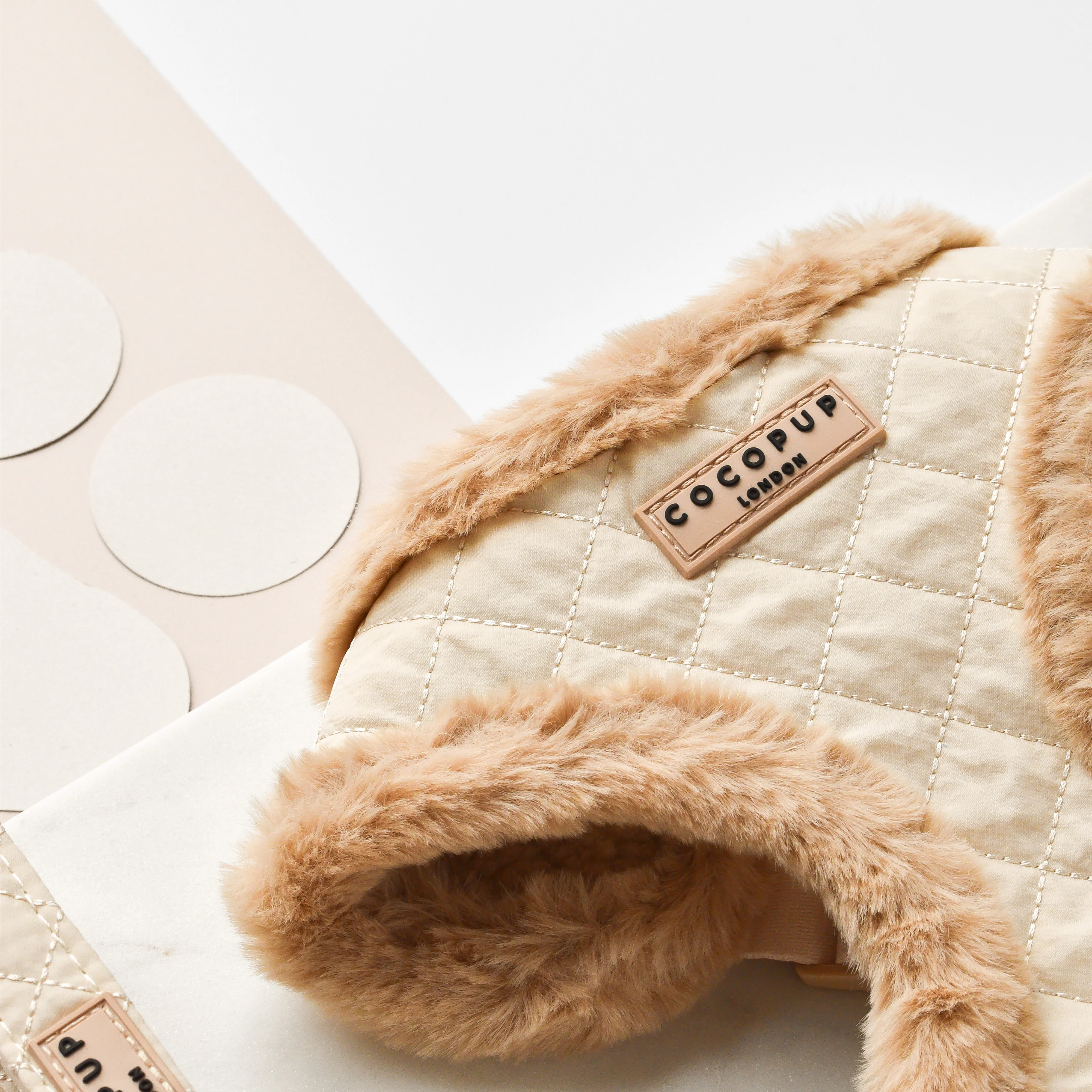 Cream Quilted Adjustable Neck HARNESS - Image 3