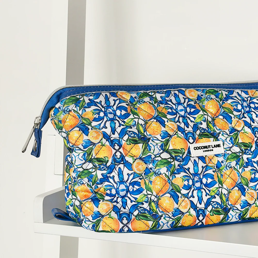 Amalfi Lemon Expandable Makeup Bag - By Coconut Lane - Image 4