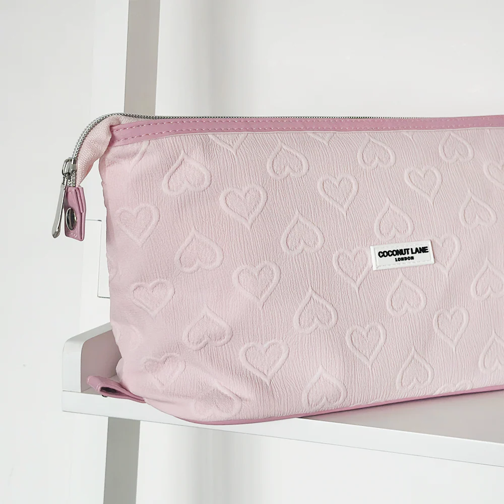 Baby Pink Heart Expandable Makeup Bag - By Coconut Lane - Image 2