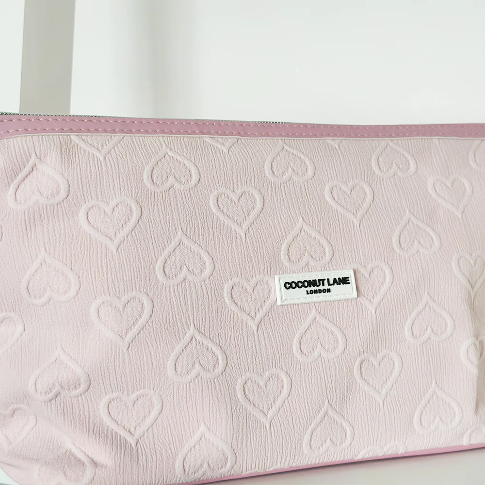 Baby Pink Heart Expandable Makeup Bag - By Coconut Lane - Image 3