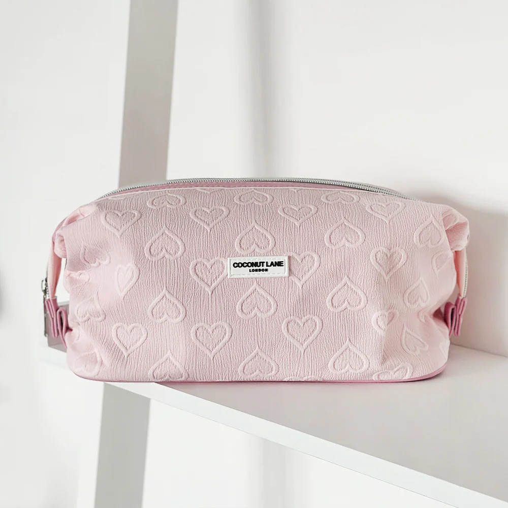 Baby Pink Heart Expandable Makeup Bag - By Coconut Lane - Image 4