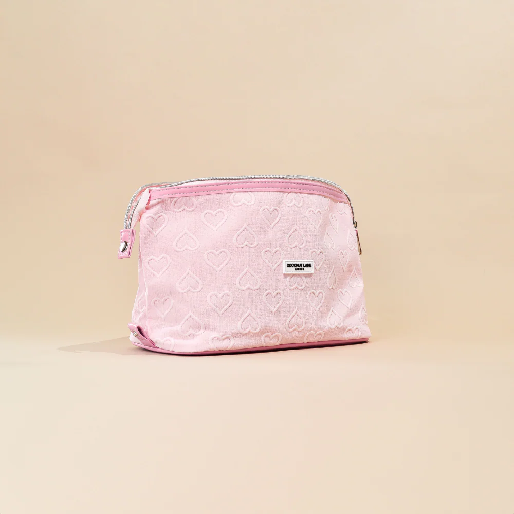 Baby Pink Heart Expandable Makeup Bag - By Coconut Lane - Image 5