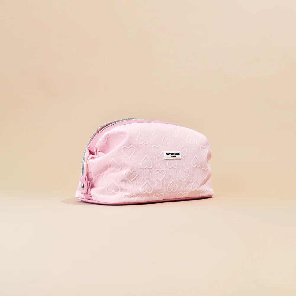 Baby Pink Heart Expandable Makeup Bag - By Coconut Lane - Image 6