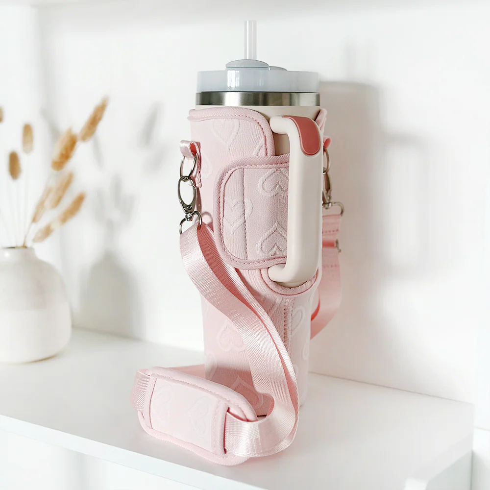 Baby Pink Heart Tumbler Carry Case by Coconut Lane - Image 4