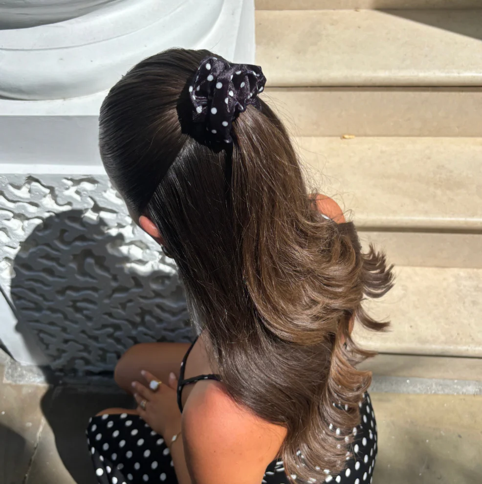 Black Polka Dot Scrunchie by Coconut Lane - Image 2