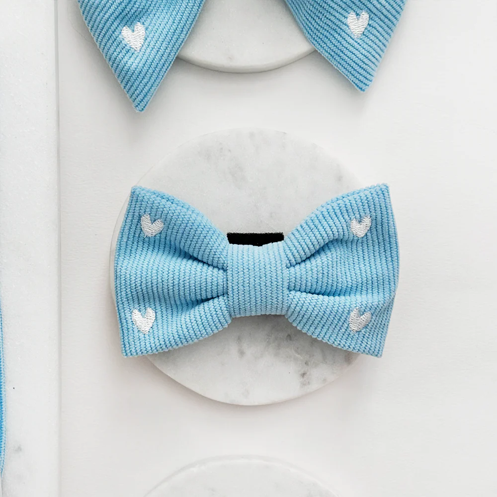 Blue Heartstrings Cord Bow Tie - Image 2