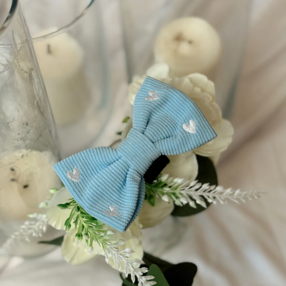 Blue Heartstrings Cord Bow Tie - Image 5