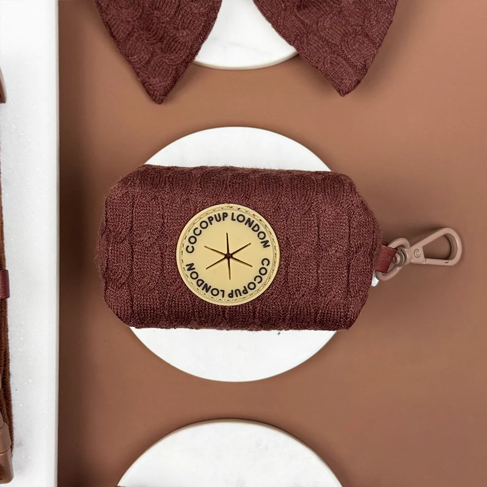 Cable Knit Poop Bag Holder - Hot Coco - Image 2