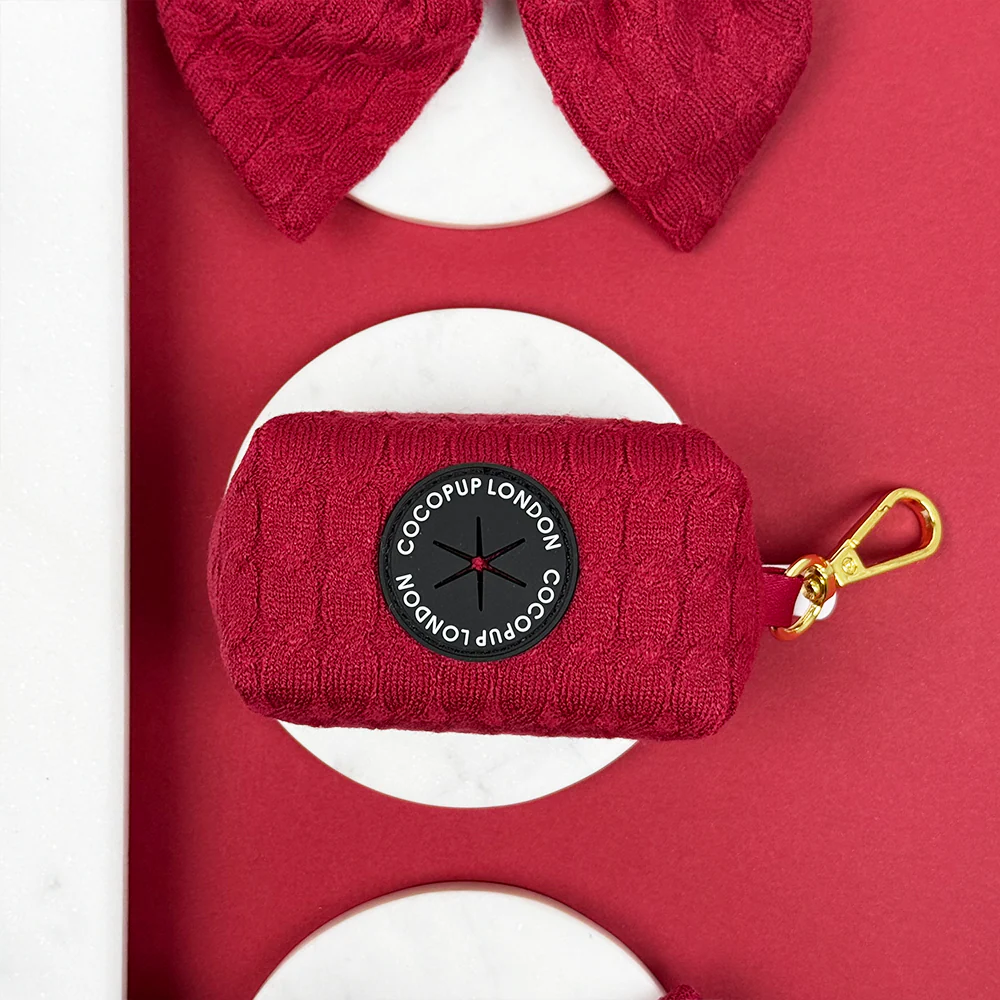 Cable Knit Poop Bag Holder - Mulled Wine - Image 2