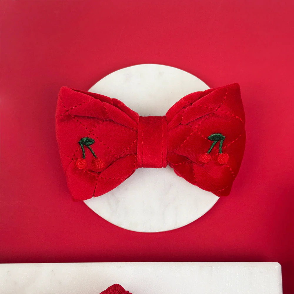 Cherry Velvet Crush Bow Tie - Image 2