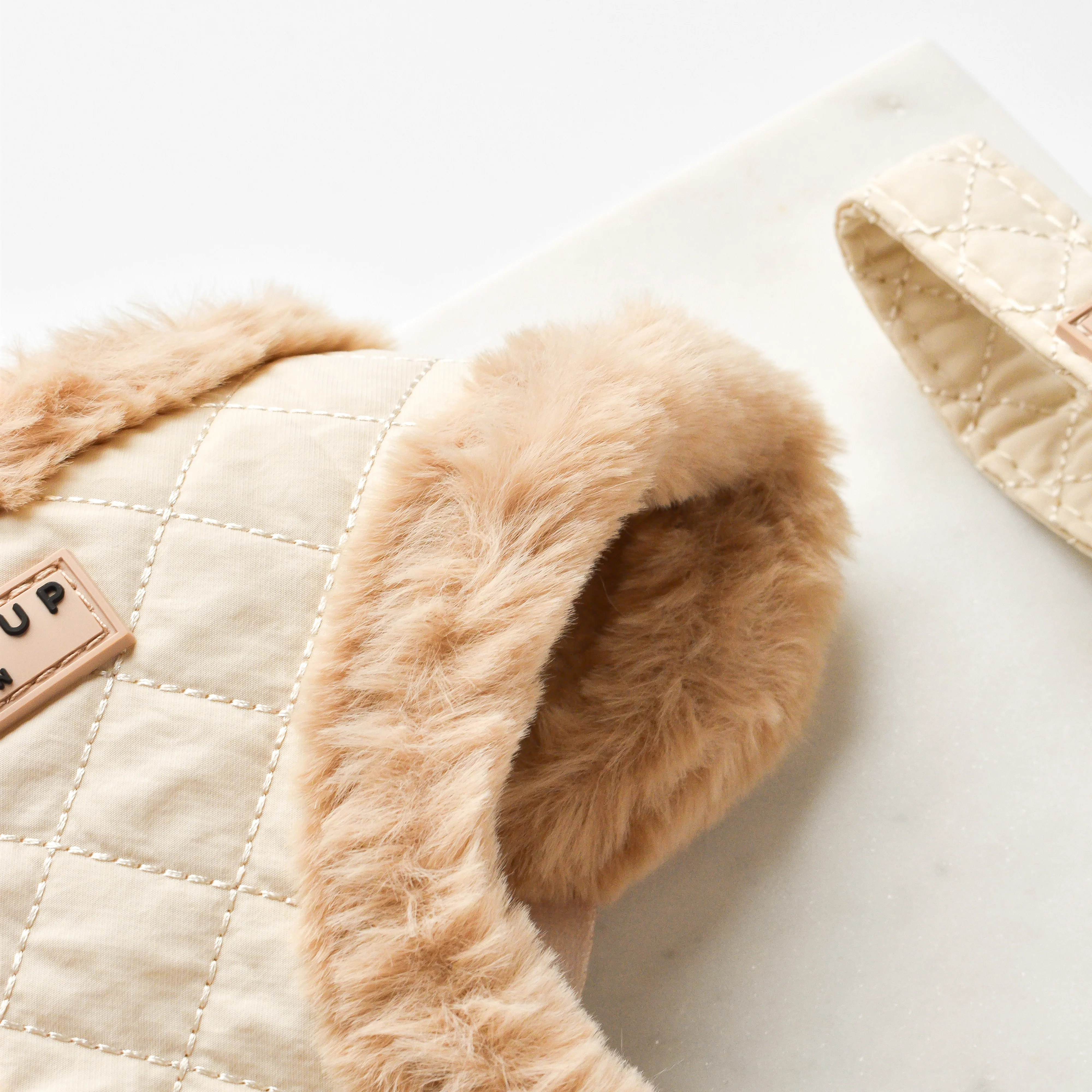 Cream Quilted Adjustable Neck Harness, Lead & Collar Bundle - Image 7
