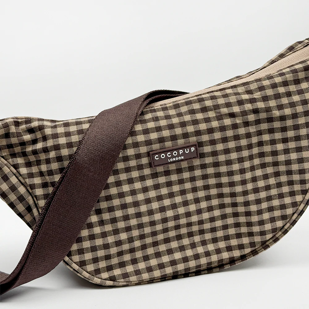 Crossbody Crescent Dog Walking Bag - Cotswold Check - Image 3