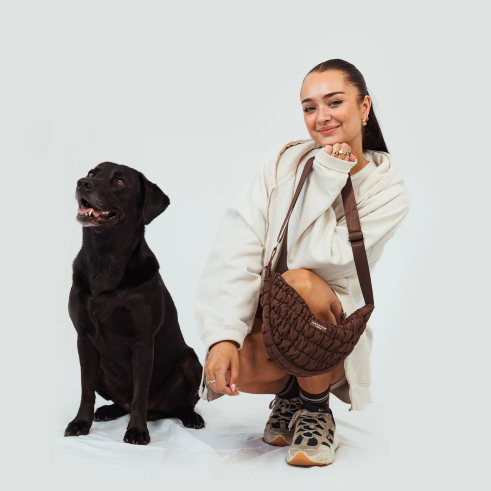 Crossbody Crescent Dog Walking Bag - Espresso - Image 6