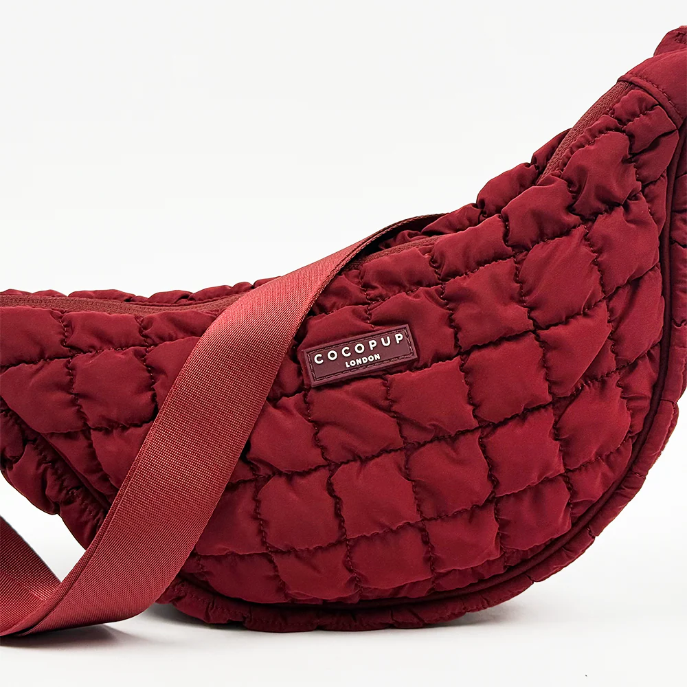 Crossbody Crescent Dog Walking Bag - Merlot - Image 3