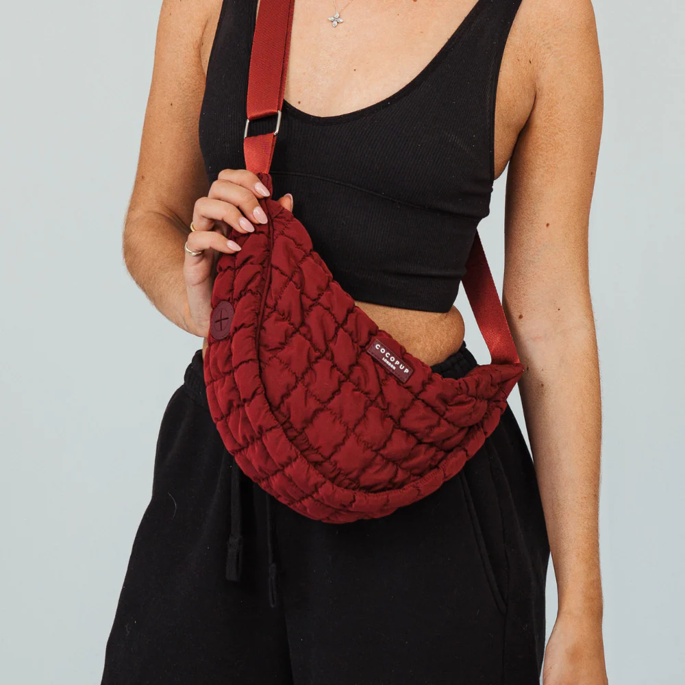 Crossbody Crescent Dog Walking Bag - Merlot - Image 4