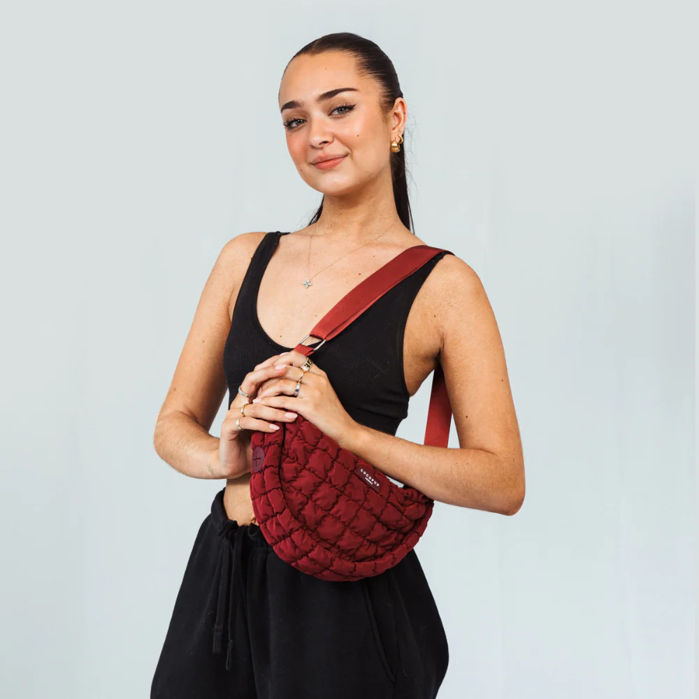 Crossbody Crescent Dog Walking Bag - Merlot - Image 5