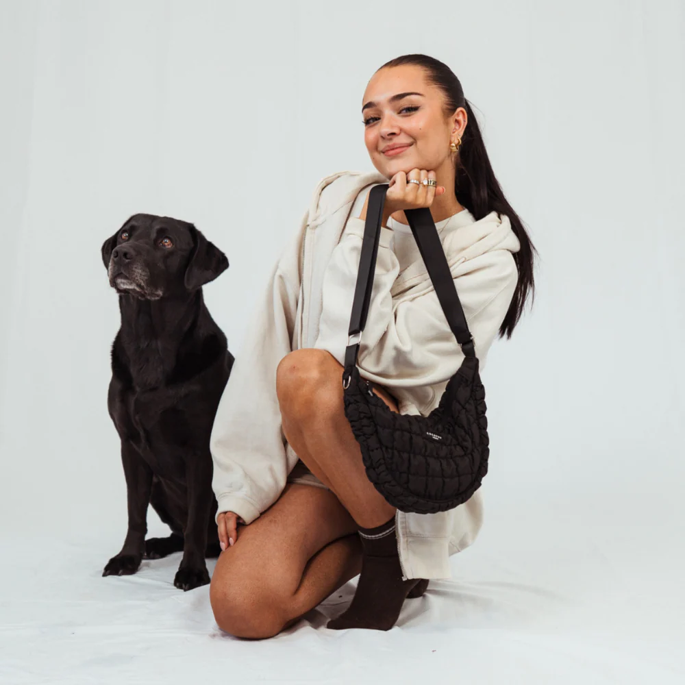 Crossbody Crescent Dog Walking Bag - Onyx - Image 6