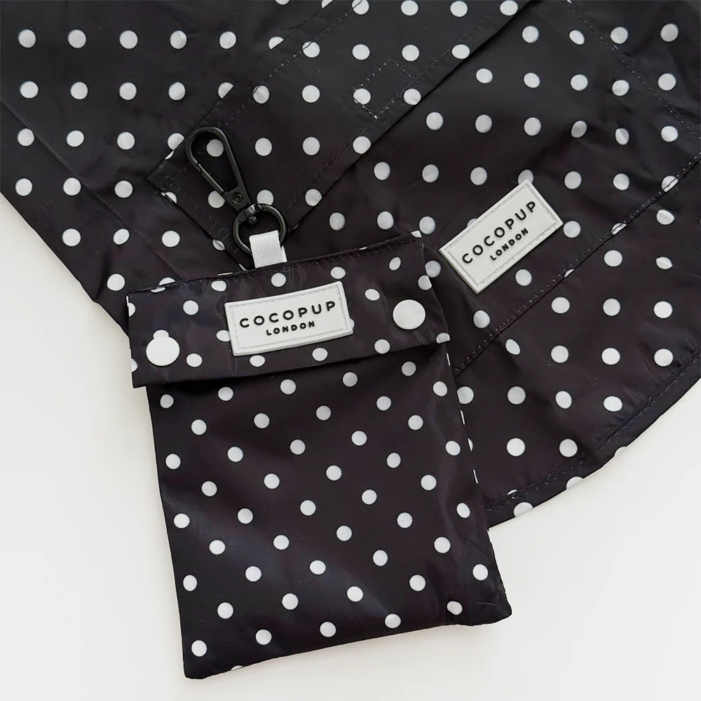 Dog Raincoat - Black Polka Dot - Image 3