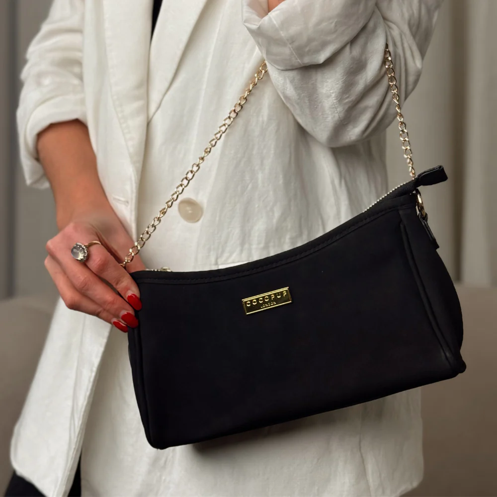 Dog Walking Bag - Black Suedette - Image 5
