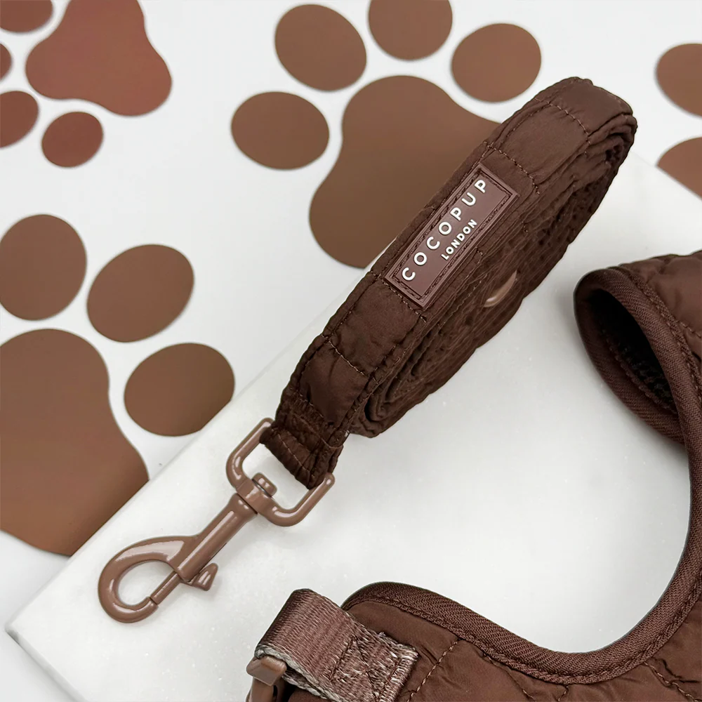 Espresso Quilted Adjustable Neck Harness, Lead & Collar Bundle - Image 5