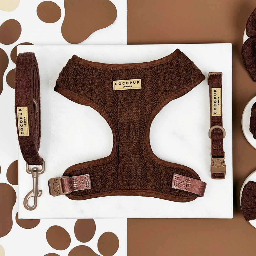 Hot Coco Cable Knit Adjustable Neck Harness, Lead & Collar Bundle - Image 10