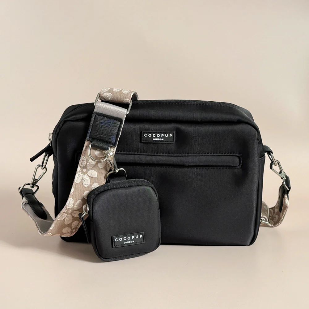 LARGE Dog Walking Black Bag Bundle - Mocha Flower
