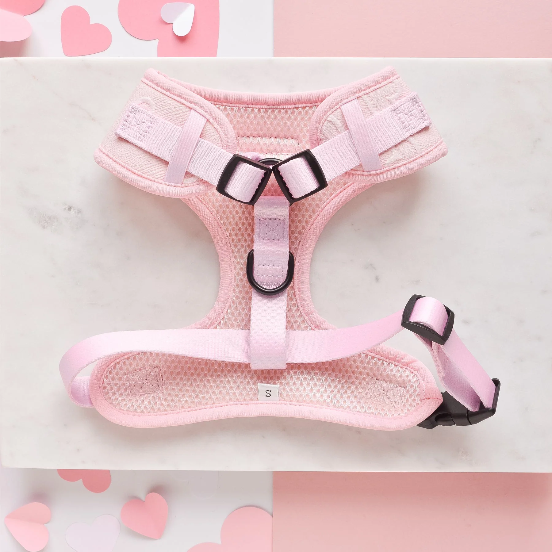 Luxe Baby Pink Heart Adjustable Neck Harness, Lead & Collar Bundle - Image 4