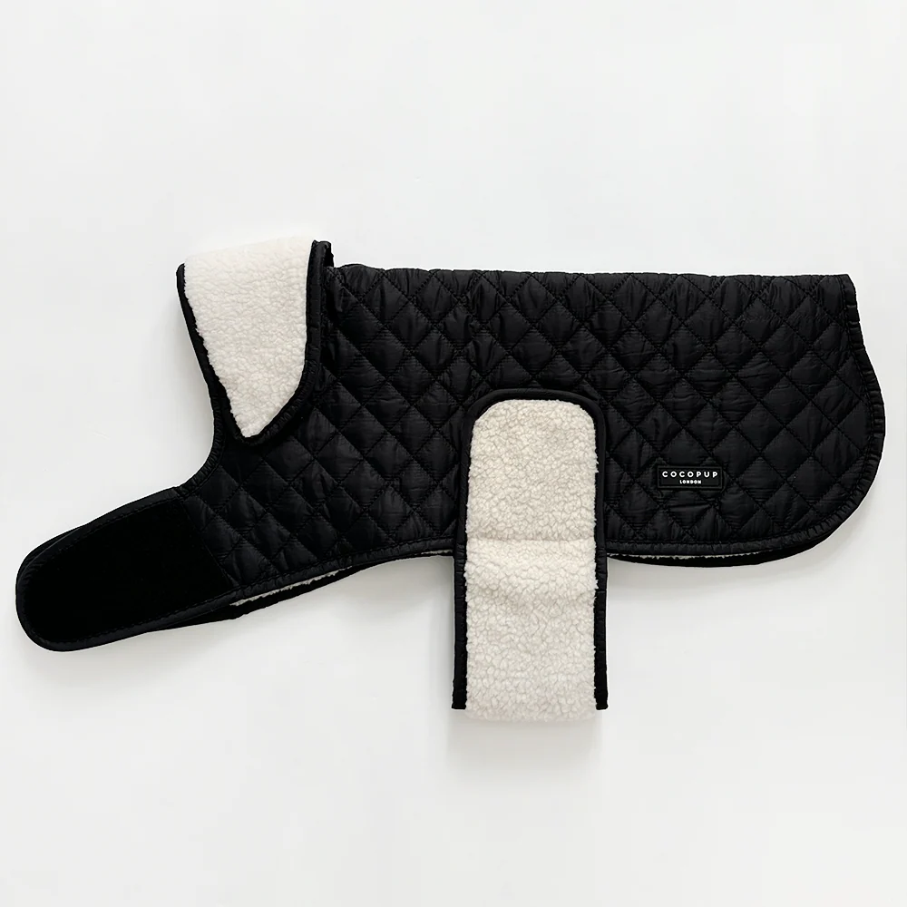 Quilted Dog Coat - Midnight Black