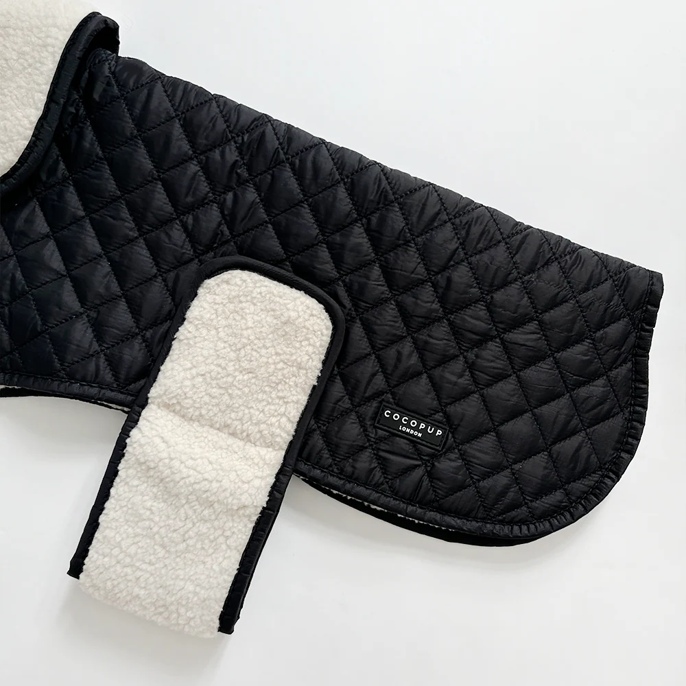Quilted Dog Coat - Midnight Black - Image 2