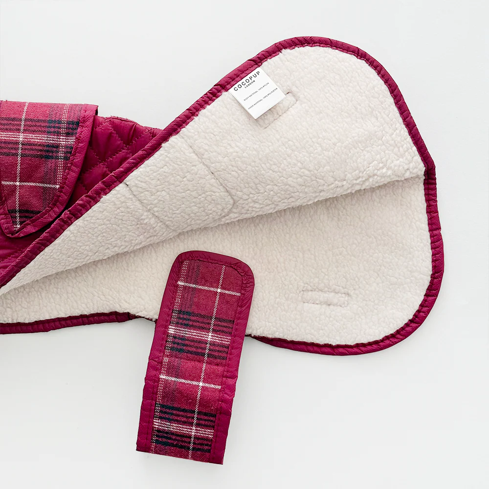 Quilted Dog Coat - Mulberry Plaid - Image 6