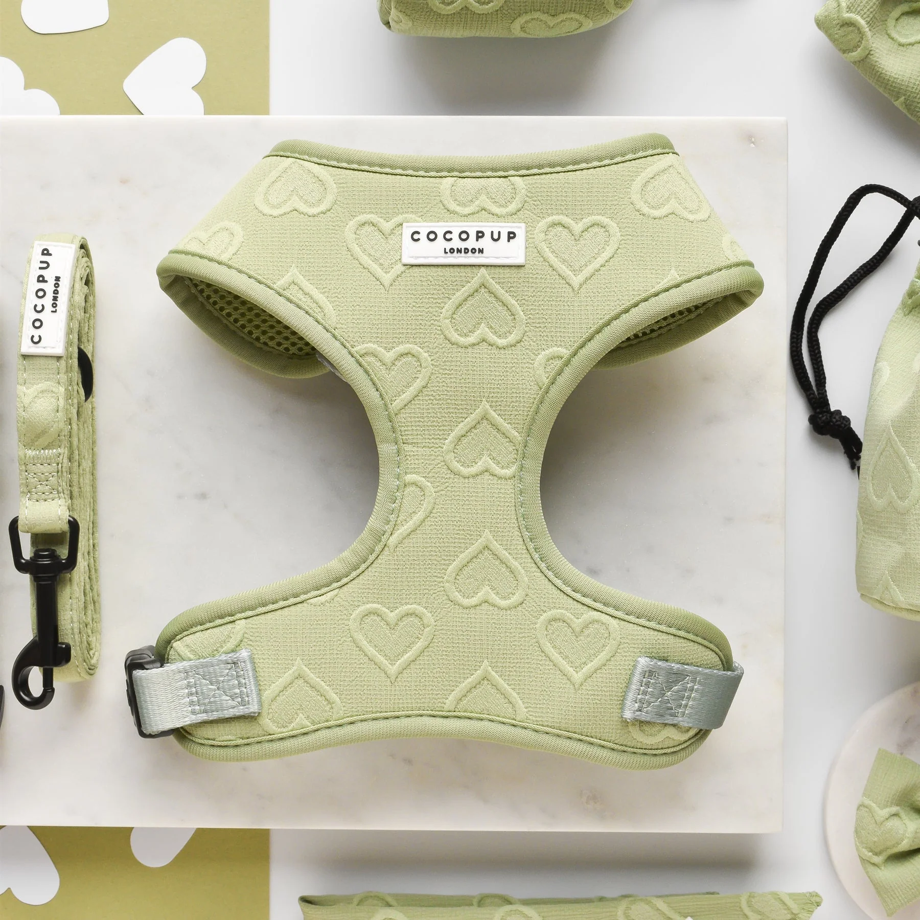 Luxe Sage Heart Adjustable Neck Harness, Lead & Collar Bundle - Image 3
