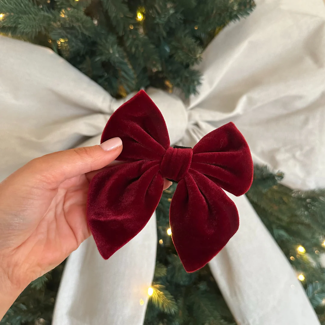 Velvet Sailor Bow Tie - Berry Red - Image 4
