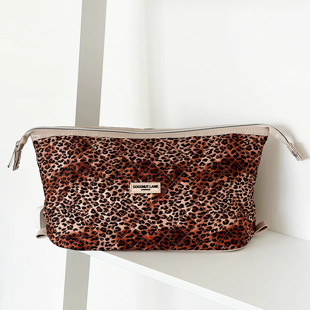 Quilted Leopard Pup Expandable Makeup Bag - By Coconut Lane - Image 4