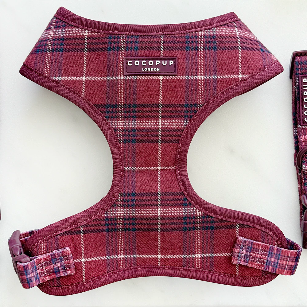 Mulberry Plaid Adjustable Neck Harness, Lead & Collar Bundle - Image 2