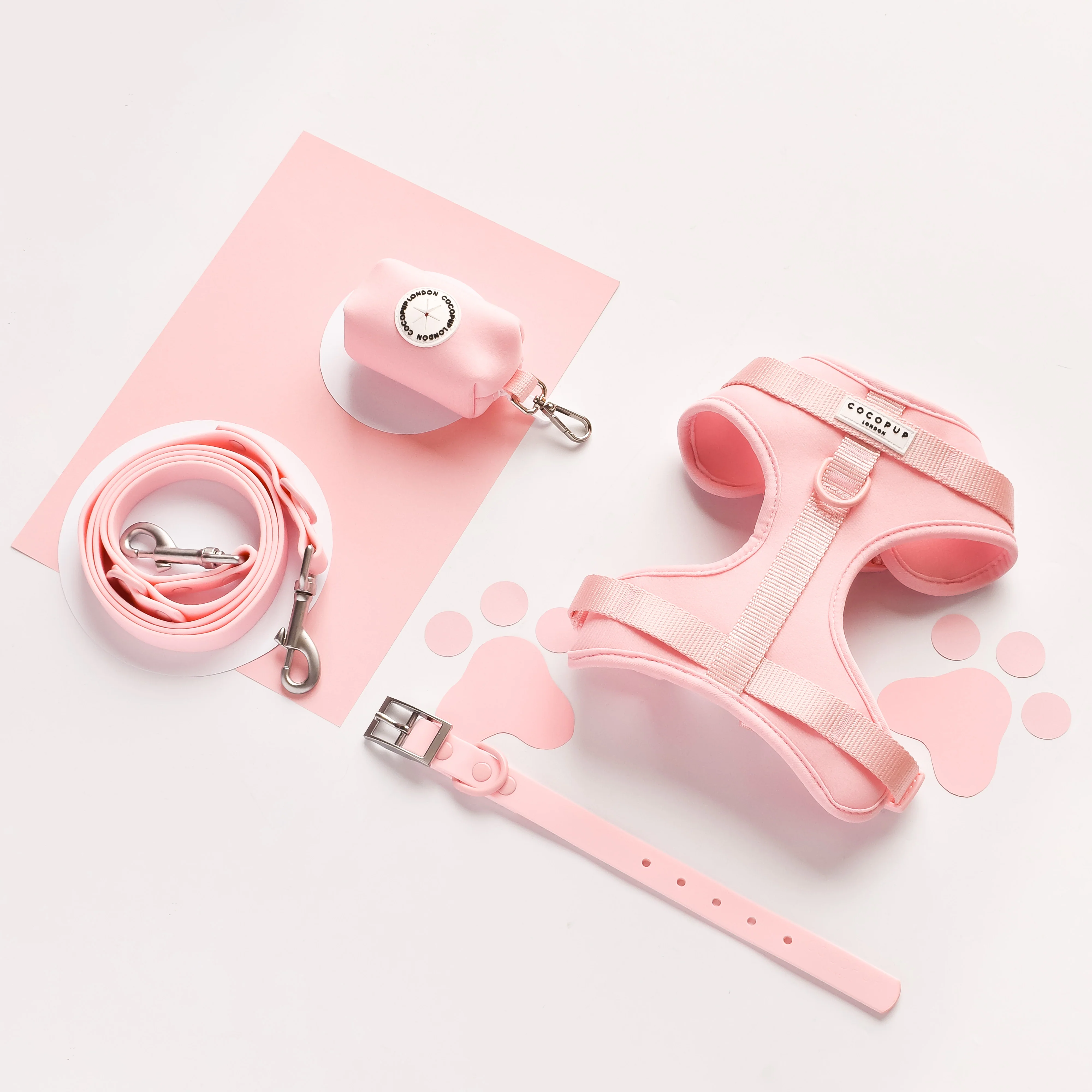 NAKD Adjustable Neck Harness, Lead, Collar & Poop Bag Holder Bundle - Candyfloss - Image 2