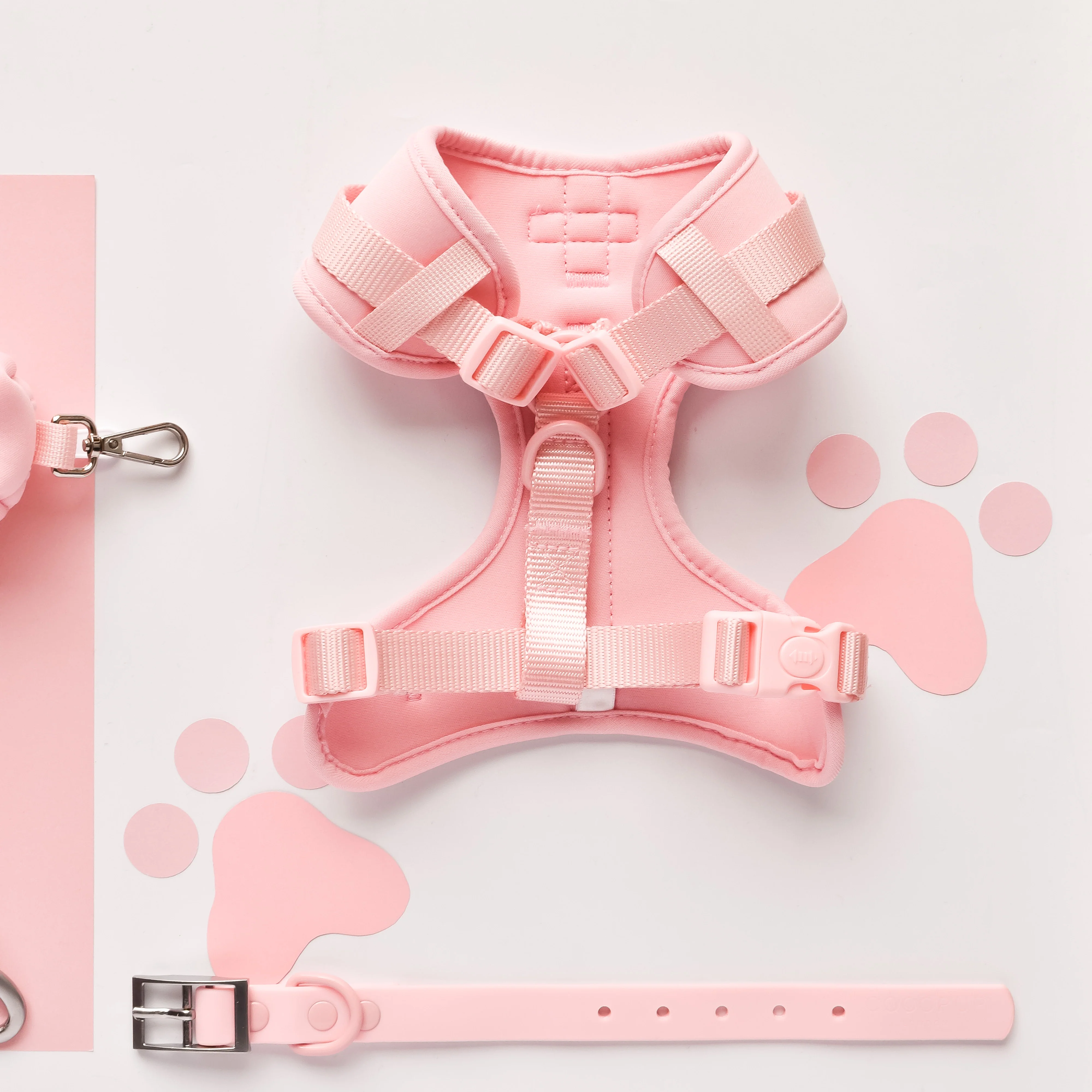 NAKD Adjustable Neck Harness, Lead, Collar & Poop Bag Holder Bundle - Candyfloss - Image 3