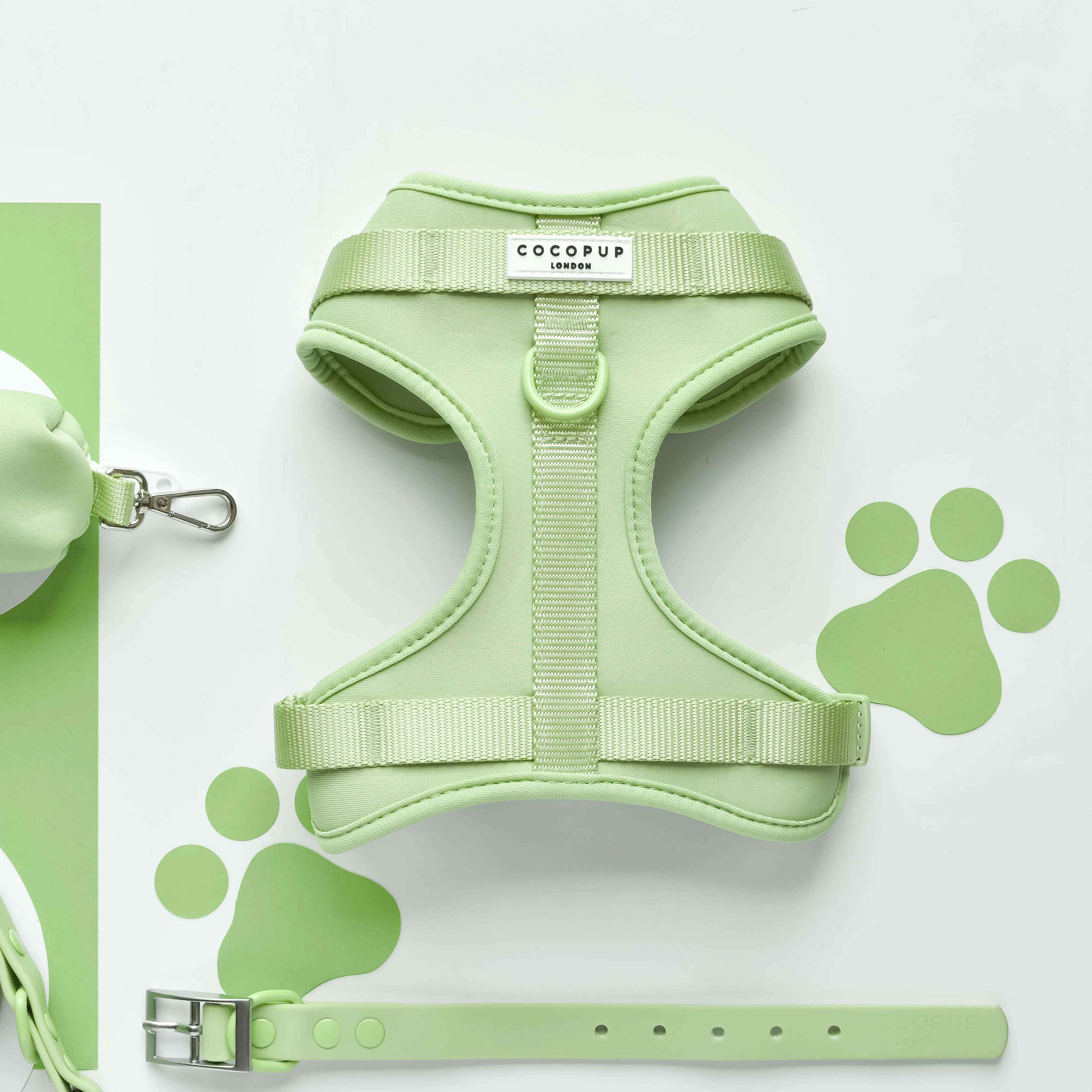 NAKD Adjustable Neck Harness, Lead, Collar & Poop Bag Holder Bundle - Matcha - Image 3