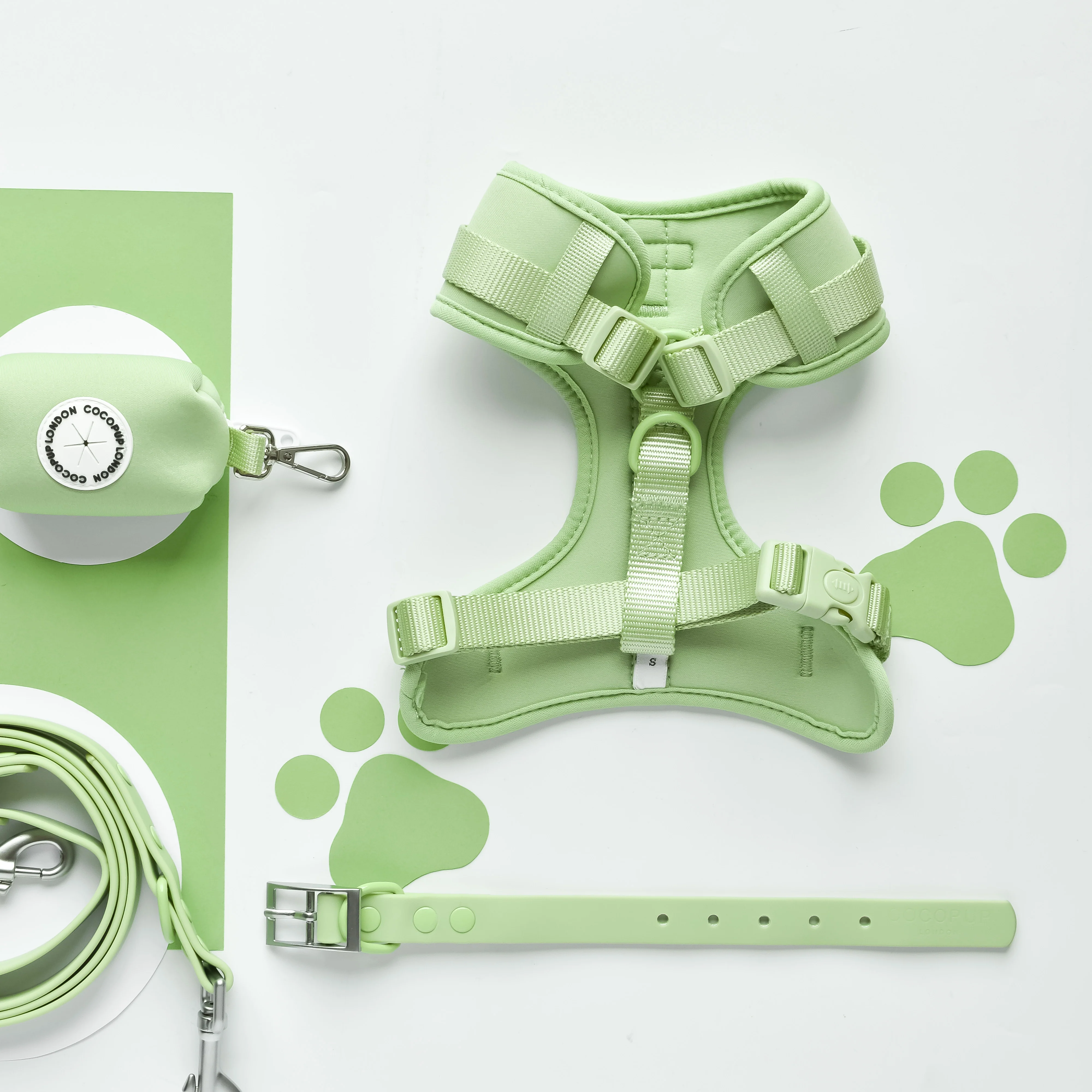 NAKD Adjustable Neck Harness, Lead, Collar & Poop Bag Holder Bundle - Matcha - Image 4