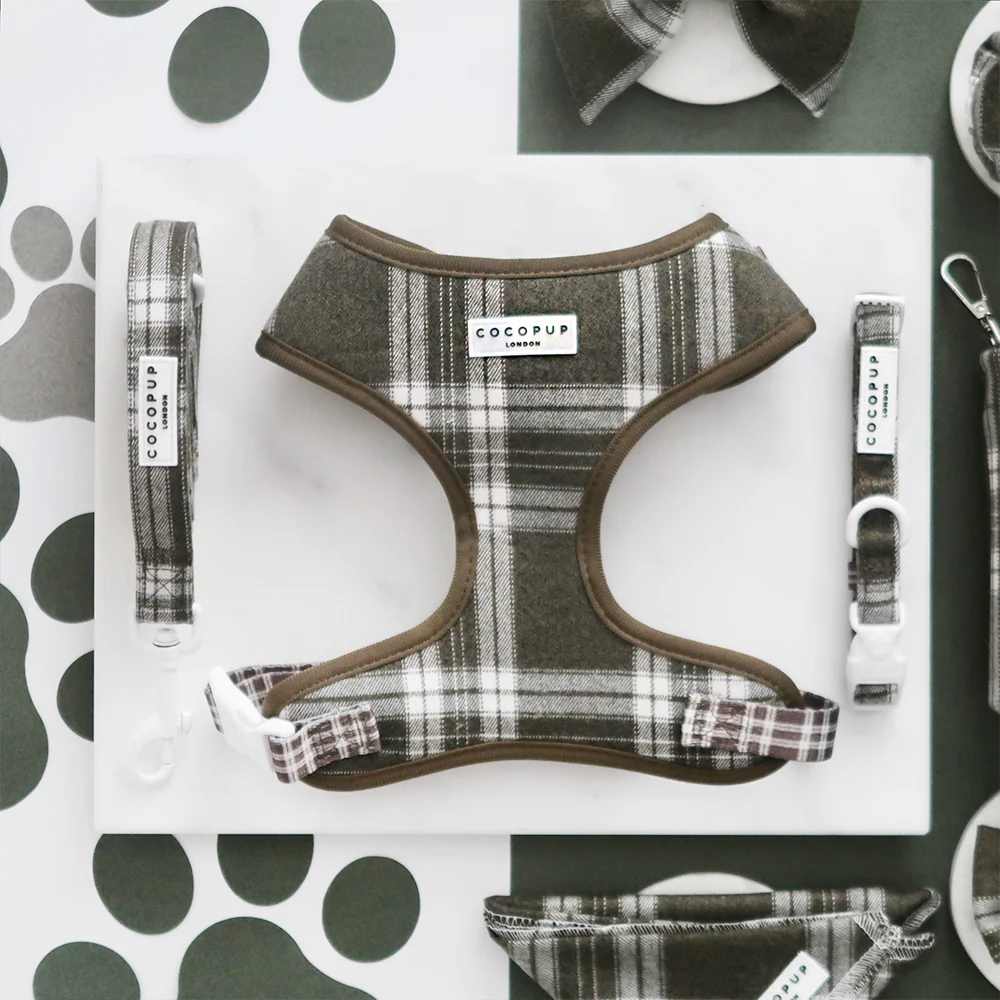 Olive Check Adjustable Neck HARNESS - Image 4