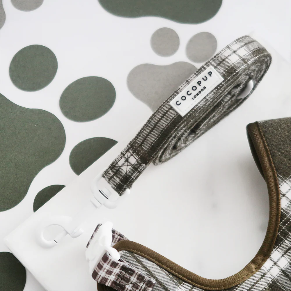Olive Check Adjustable Neck Harness, Lead & Collar Bundle - Image 7
