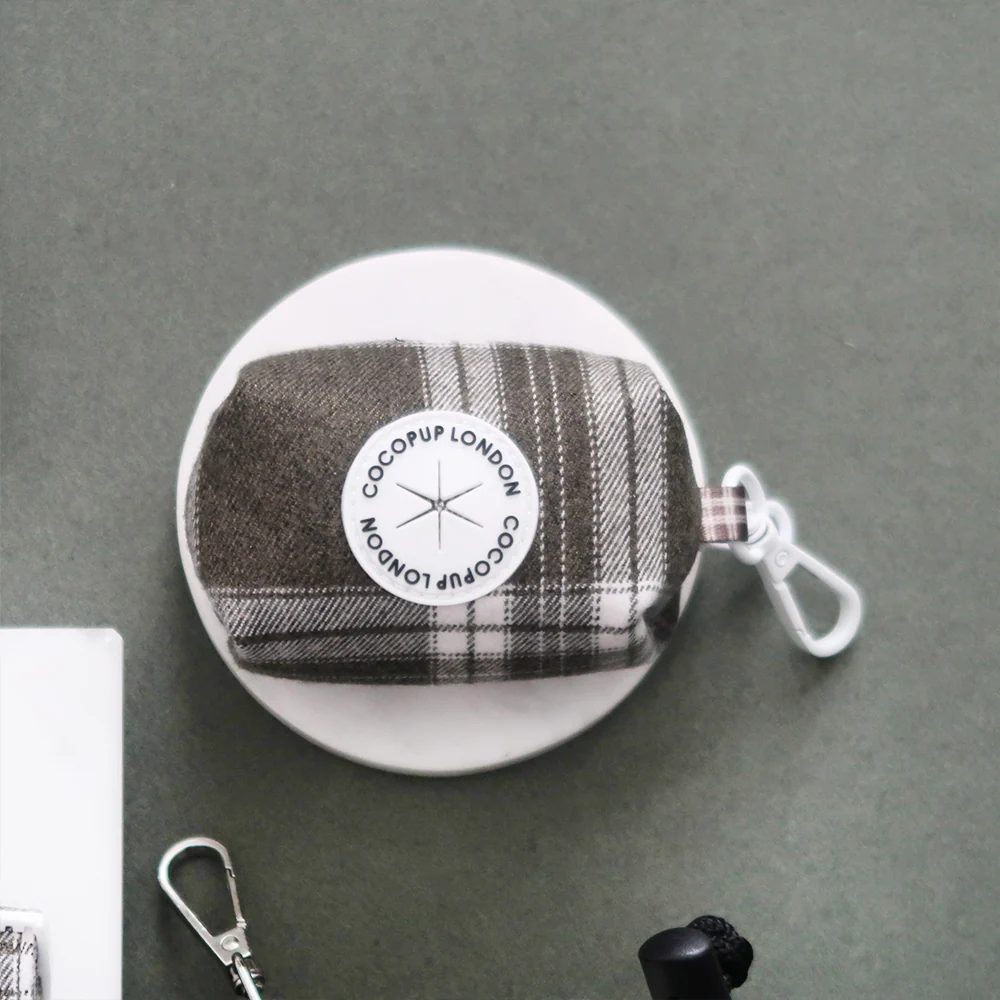 Olive Check Poop Bag Holder - Image 2