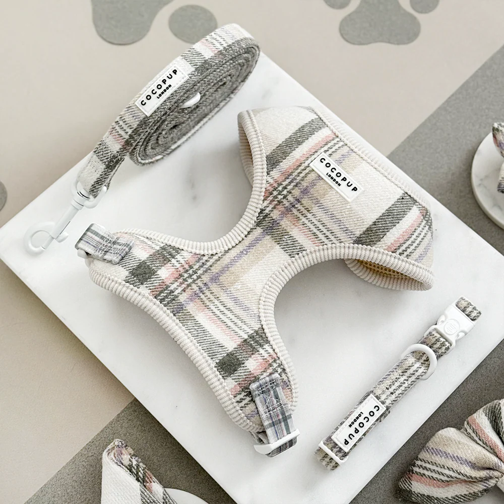 Oxford Plaid Adjustable Neck Harness, Lead & Collar Bundle - Image 5