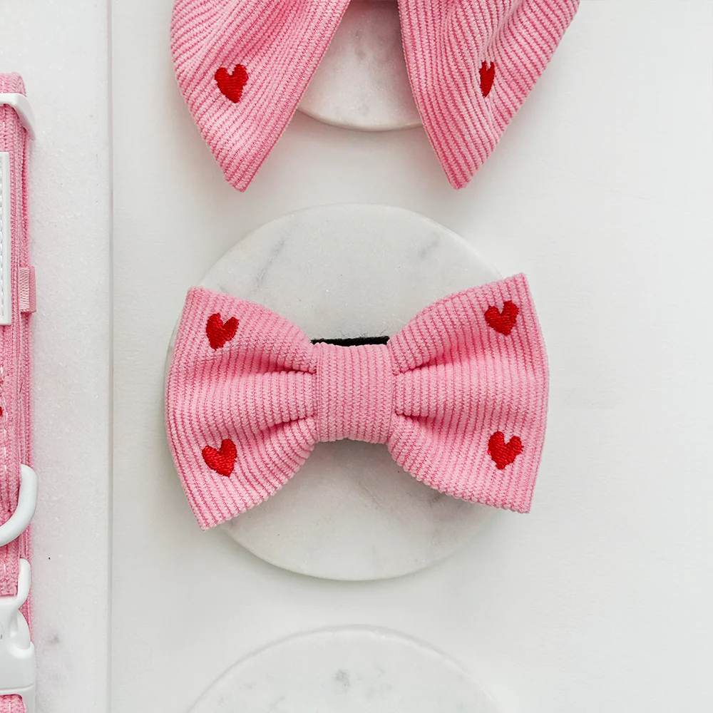 Pink Heartstrings Cord Bow Tie - Image 2