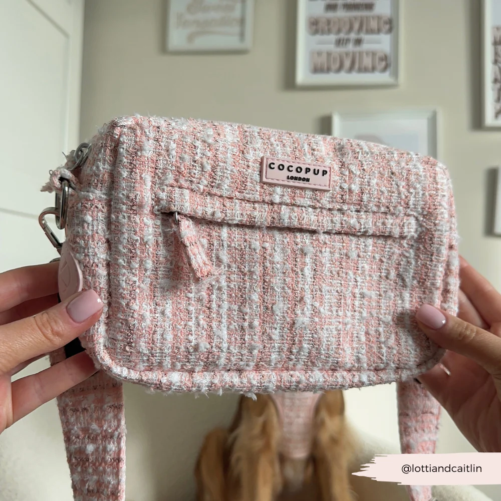 Pink Textured Tweed Dog Walking Bag Bundle - Image 4