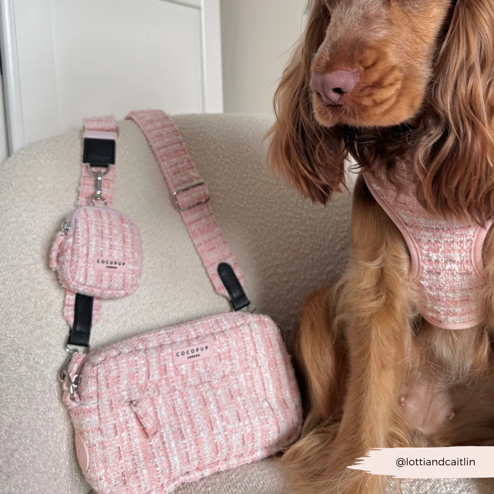 Pink Textured Tweed Dog Walking Bag Bundle - Image 5