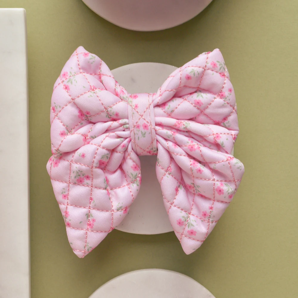 Quilted Ditsy Floral Pink Sailor Bow Tie