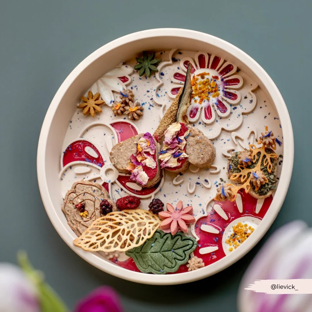 Slow Feeder Lick Dog Bowl - Baby Pink Flowers - Image 14