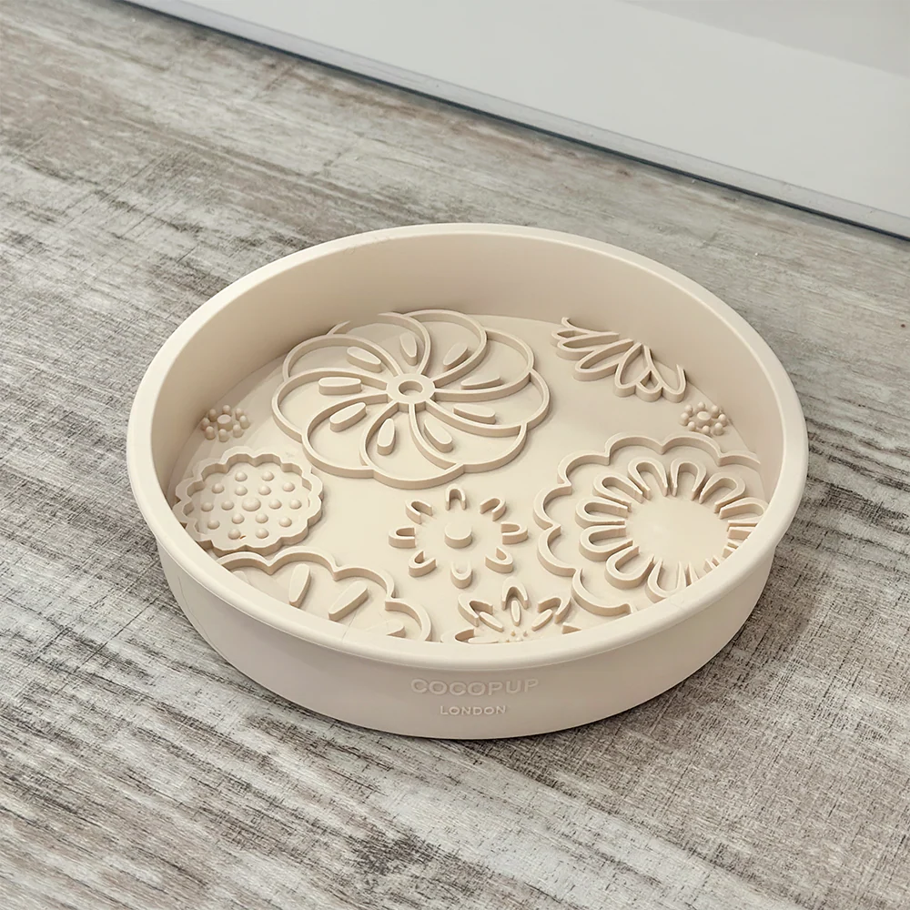 Slow Feeder Lick Dog Bowl - Baby Pink Flowers - Image 4