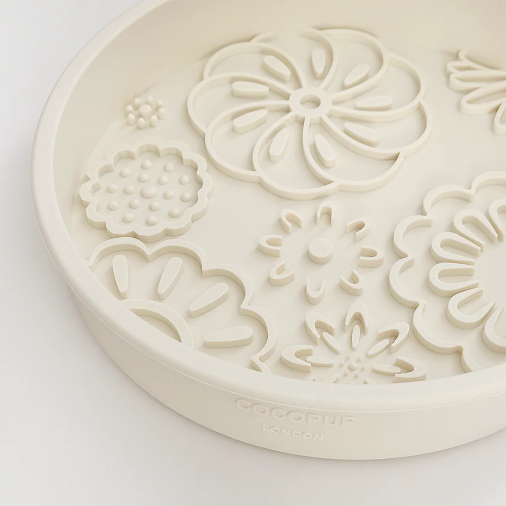 Slow Feeder Lick Dog Bowl - Cream Flowers - Image 2