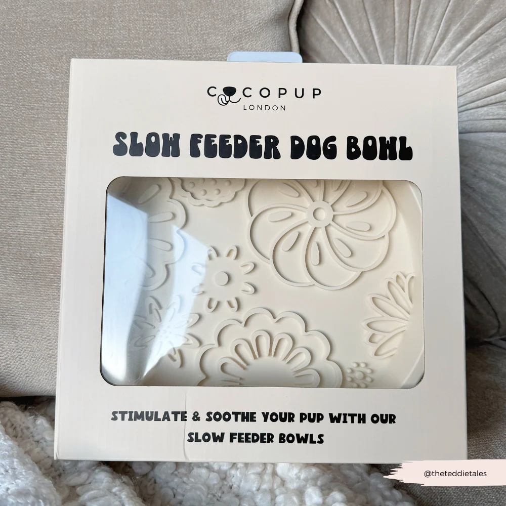 Slow Feeder Lick Dog Bowl - Cream Flowers - Image 9